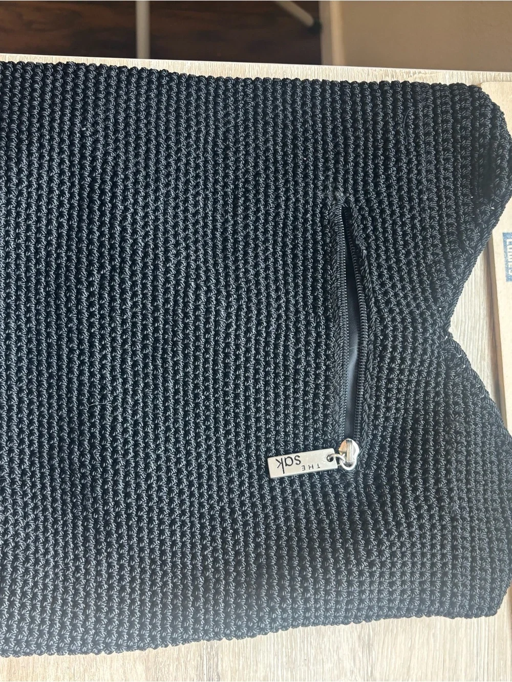 The Sak Black Crochet Knit Hobo Shoulder Bag - Excellent Condition